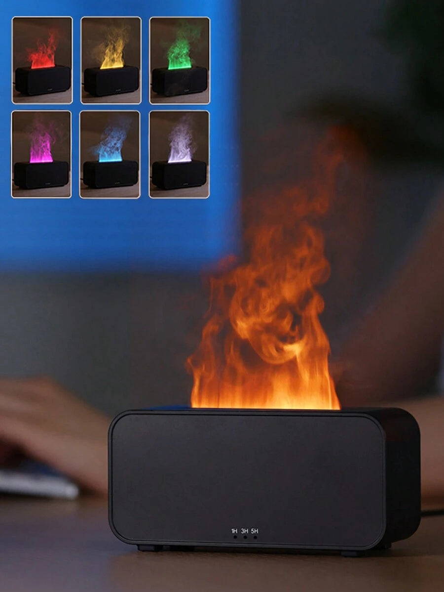 USB Flame-Effect Aroma Diffuser with 7-Color Light and Timer