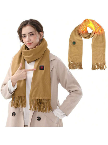 1Pc Electric Heated Winter Scarf USB Heating Neck Wrap Unisex Heated Neck Shawl Soft Warm Scarves 3 Heating Modes For Outdoor Cycling Skiing Skating