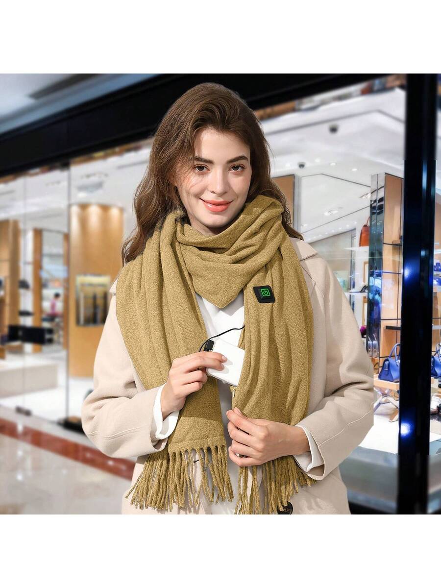 1Pc Electric Heated Winter Scarf USB Heating Neck Wrap Unisex Heated Neck Shawl Soft Warm Scarves 3 Heating Modes For Outdoor Cycling Skiing Skating