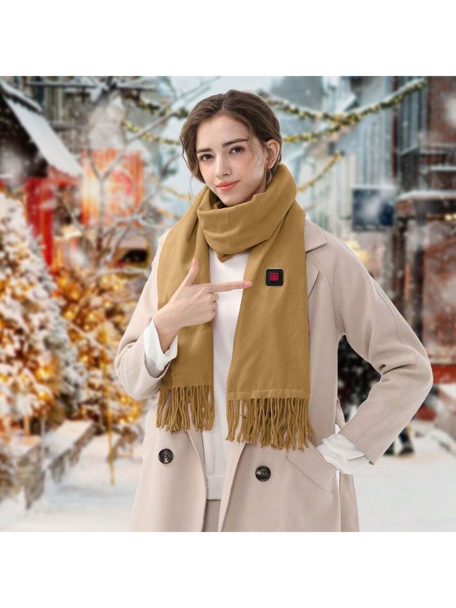 1Pc Electric Heated Winter Scarf USB Heating Neck Wrap Unisex Heated Neck Shawl Soft Warm Scarves 3 Heating Modes For Outdoor Cycling Skiing Skating