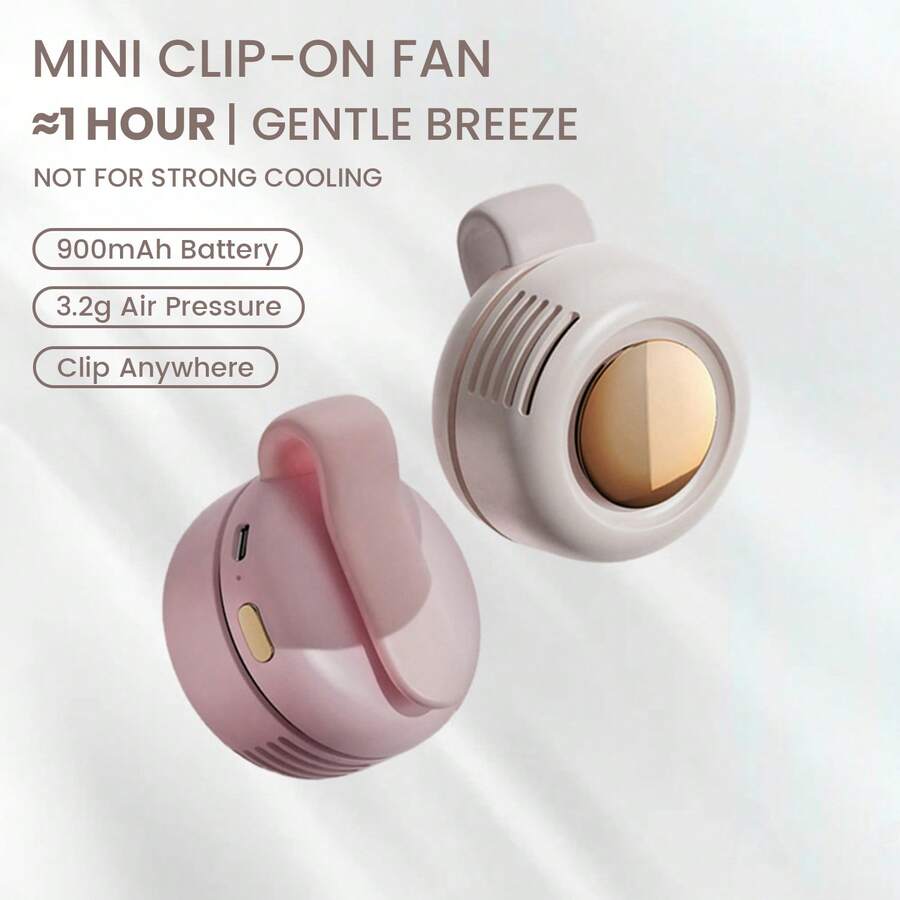 Ultra-Quiet Mini Bladeless Air Cooler, Shirt Clip-On Personal Fan, 3-Speed Hands-Free Neck Wear, Compact Portable For Commute Outdoor Office, Travel Gear, Present (Gentle Breeze Only)