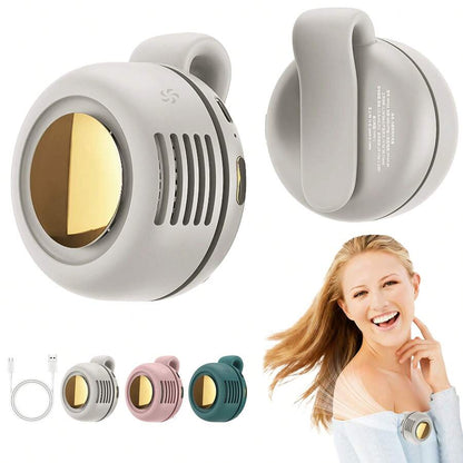 Ultra-Quiet Mini Bladeless Air Cooler, Shirt Clip-On Personal Fan, 3-Speed Hands-Free Neck Wear, Compact Portable For Commute Outdoor Office, Travel Gear, Present (Gentle Breeze Only)