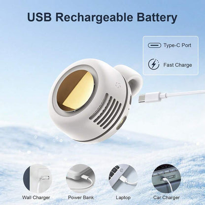 Ultra-Quiet Mini Bladeless Air Cooler, Shirt Clip-On Personal Fan, 3-Speed Hands-Free Neck Wear, Compact Portable For Commute Outdoor Office, Travel Gear, Present (Gentle Breeze Only)