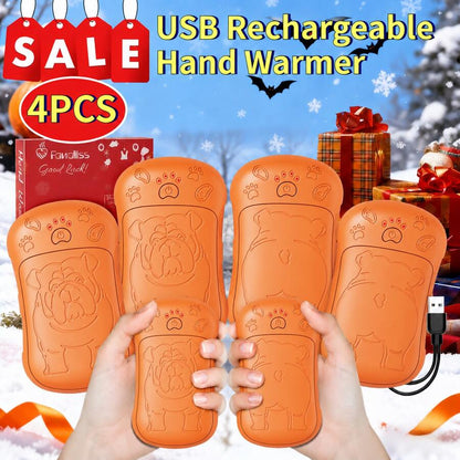 Pack Of 4-2-In-1 Magnetic Rechargeable Hand Warmers Featuring Double-Sided Heating And 4 Temperature Settings. A Winter Essential For Skiing, Camping, And Hiking, And A Perfect Gift For Thanksgiving And Christmas.