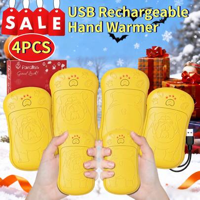 Pack Of 4-2-In-1 Magnetic Rechargeable Hand Warmers Featuring Double-Sided Heating And 4 Temperature Settings. A Winter Essential For Skiing, Camping, And Hiking, And A Perfect Gift For Thanksgiving And Christmas.