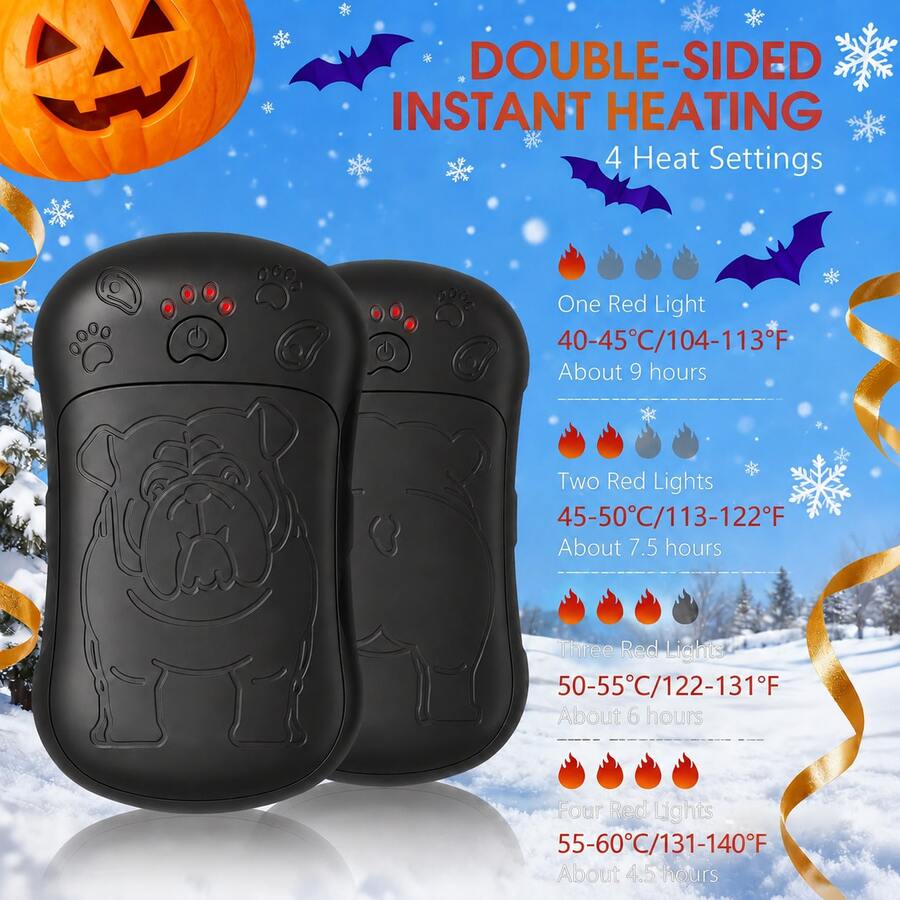 Pack Of 4-2-In-1 Magnetic Rechargeable Hand Warmers Featuring Double-Sided Heating And 4 Temperature Settings. A Winter Essential For Skiing, Camping, And Hiking, And A Perfect Gift For Thanksgiving And Christmas.
