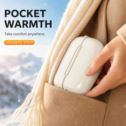 2 Pack Rechargeable Hand Warmers, 6000mAh Portable Electric Pocket Hand Warmers With 3 Adjustable Heat Levels, Compact Lightweight Hand Warmers For Women And Men, Winter Outdoor Travel Camping Daily Use